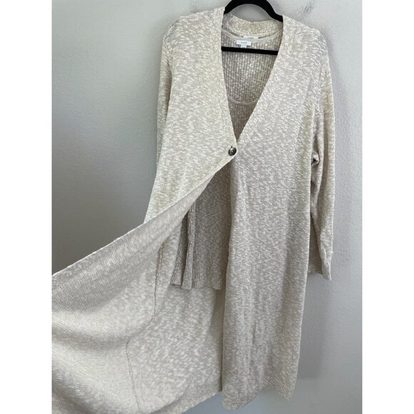 J Jill Womens Plus 2X Beige Cardigan Sweater Set Mid Length 2 Piece Knit Top - Picture 6 of 10